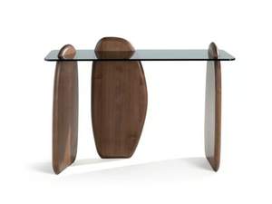 SHARK - Rectangular wood and glass console table _ Roche Bobois